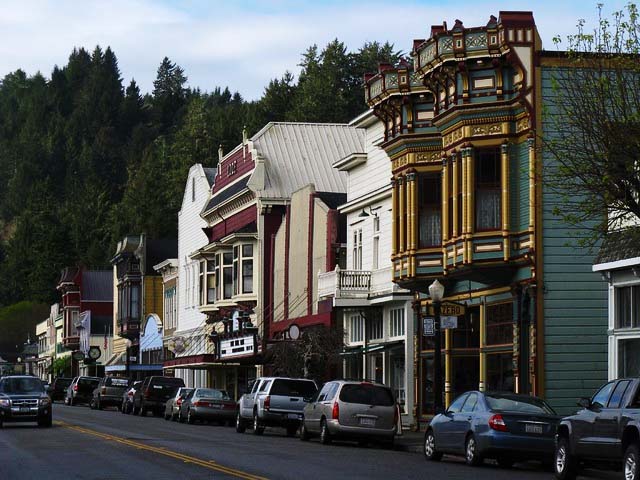 picturesque Victorian buildings in Ferndale, California