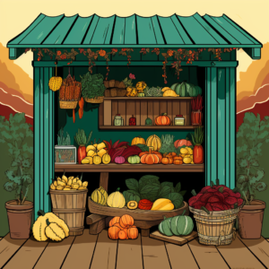vector style artwork of a cute little farmstand
